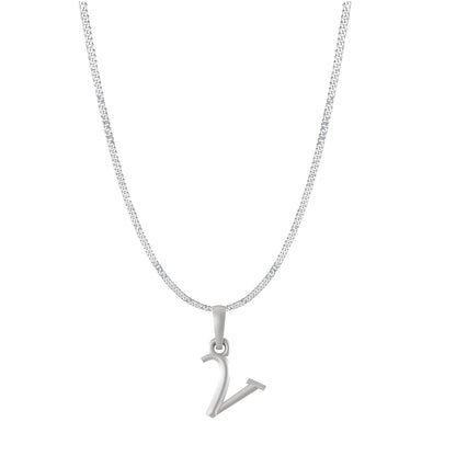 Akshat Sapphire Sterling Silver (92.5% purity) precious Name alphabet chain pendant (Pendnat with Curb chain- 22 Inches) pure silver designer alphabet chain locket