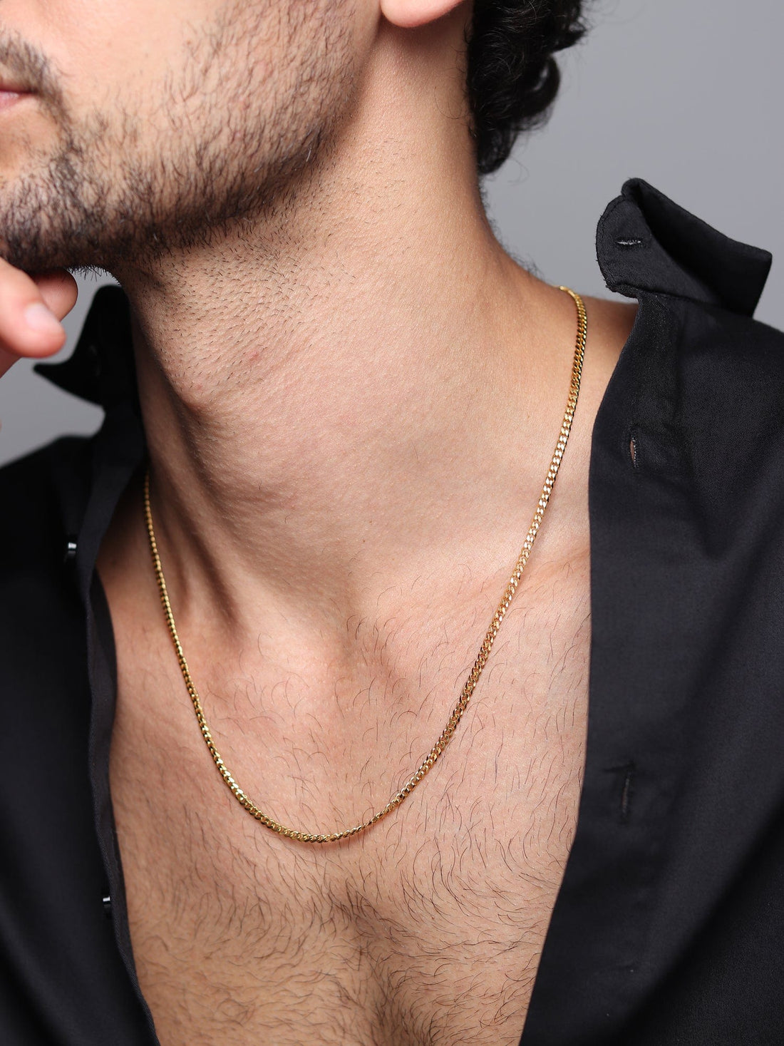 Curb Chain for Men 22 Inches by Akshat Sapphire 22ct Gold Plated Silver 92.5 Purity MPSC_gold