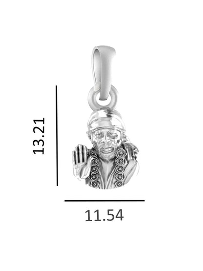 AKSHAT SAPPHIRE Sterling Silver (Silver with 92.5% purity) God Shree Sai Baba chain Pendant (Pendant with Figaro Chain-22 inches) for Men & Women Pure Sterling Silver Lord Sai Baba chain Locket For Good Wealth & Health