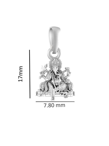 Akshat Sapphire Sterling Silver (92.5% purity) God Ganesha Chain Pendant (Pendant with Figaro Chain-22 inches) for Men & Women Pure Silver Lord Ganapathy Chain Locket for Good Health & Wealth
