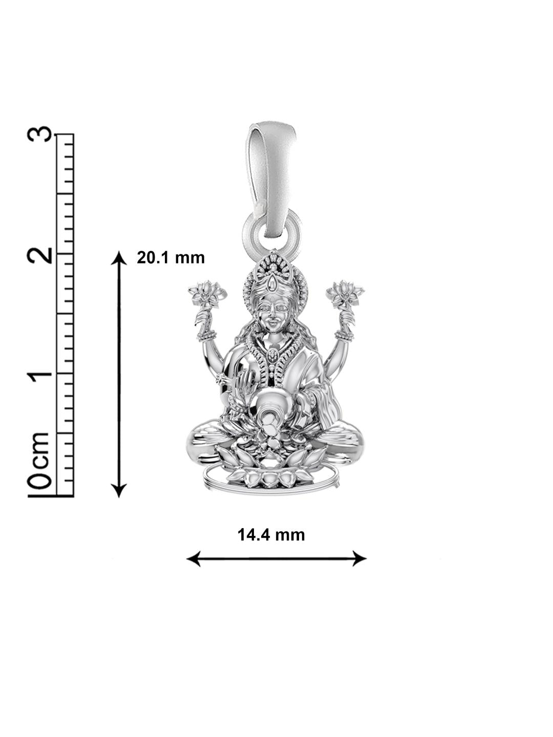 Akshat Sapphire Sterling Silver (92.5% purity) Goddess Laxmi Ji Chain Pendant (Pendant with Figaro Chain-22 inches) for Men & Women Pure Silver Lord Laxmi Ji Chain Locket for Health & Wealth
