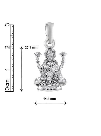 Akshat Sapphire Sterling Silver (92.5% purity) Goddess Laxmi Ji Chain Pendant (Pendant with Figaro Chain-22 inches) for Men & Women Pure Silver Lord Laxmi Ji Chain Locket for Health & Wealth