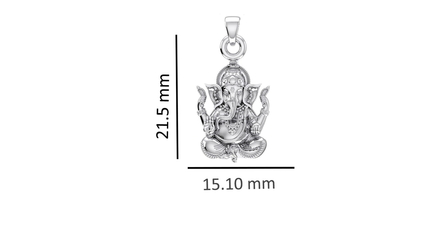Akshat Sapphire Sterling Silver (92.5% purity) God Ganesha Chain Pendant (Pendant with Figaro Chain-22 inches) for Men & Women Pure Silver Lord Ganapathy Chain Locket for Good Health & Wealth
