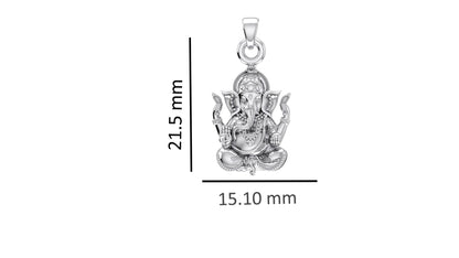 Akshat Sapphire Sterling Silver (92.5% purity) God Ganesha Chain Pendant (Pendant with Figaro Chain-22 inches) for Men & Women Pure Silver Lord Ganapathy Chain Locket for Good Health & Wealth