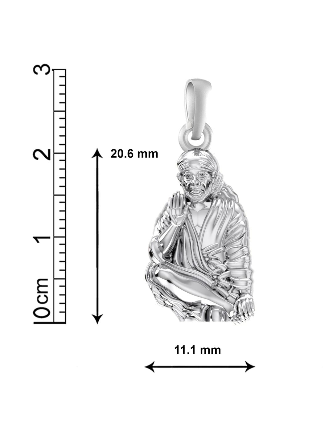 AKSHAT SAPPHIRE Sterling Silver (Silver with 92.5% purity) God Shree Sai Baba chain Pendant (Pendant with Figaro Chain-22 inches) for Men & Women Pure Sterling Silver Lord Sai Baba chain Locket For Good Wealth & Health