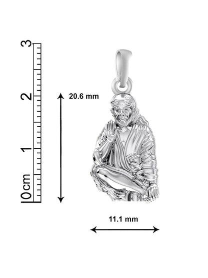 AKSHAT SAPPHIRE Sterling Silver (Silver with 92.5% purity) God Shree Sai Baba chain Pendant (Pendant with Figaro Chain-22 inches) for Men & Women Pure Sterling Silver Lord Sai Baba chain Locket For Good Wealth & Health