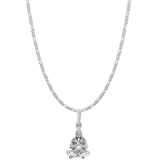 God Hanuman Chain Pendant (Pendant with Figaro Chain- 22 inches) for Men & Women Pure Silver Lord bajrang bali Chain Locket for Good Health & Wealth