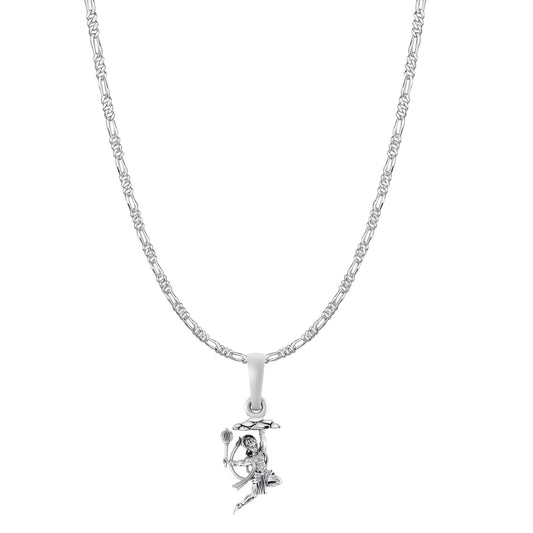 God Hanuman Chain Pendant (Pendant with Figaro Chain- 22 inches) for Men & Women Pure Silver Lord bajrang bali Chain Locket for Good Health & Wealth