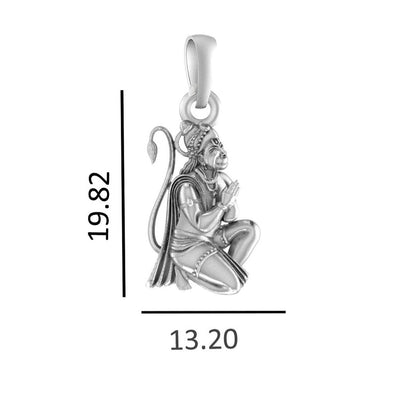 God Hanuman Chain Pendant (Pendant with Figaro Chain- 22 inches) for Men & Women Pure Silver Lord bajrang bali Chain Locket for Good Health & Wealth