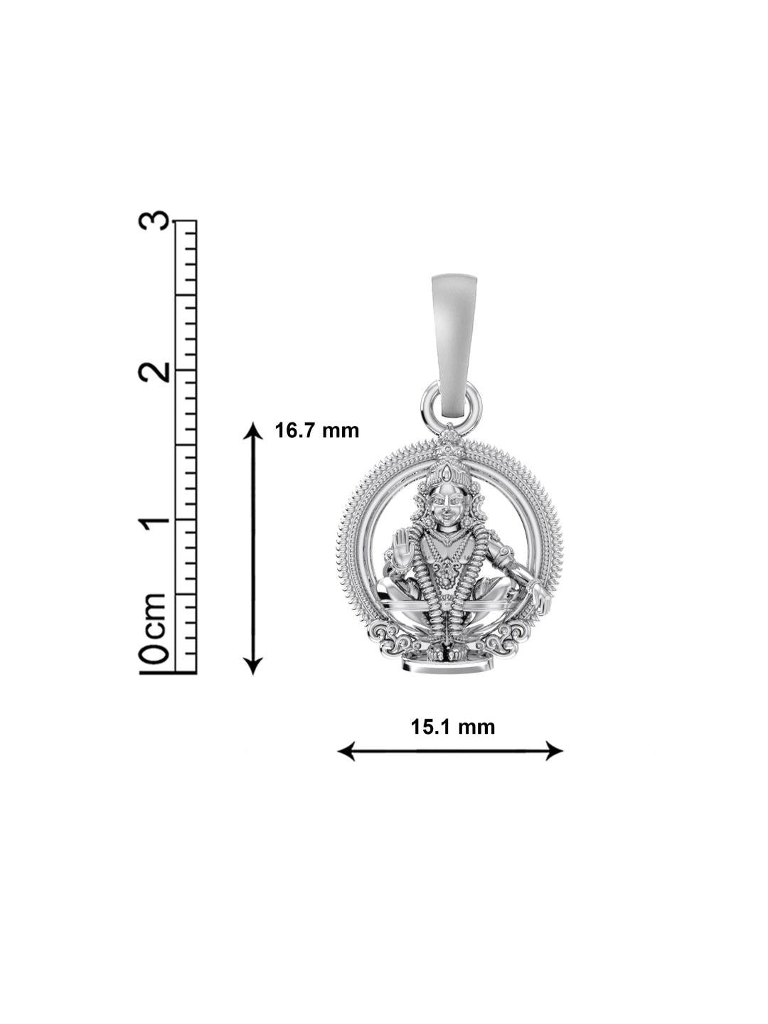 Akshat Sapphire Sterling Silver (92.5% purity) God Ayyappa Chain Pendant (Pendant with Figaro Chain-22 inches) for Men & Women Pure Silver Lord Ayyappa Chain Locket