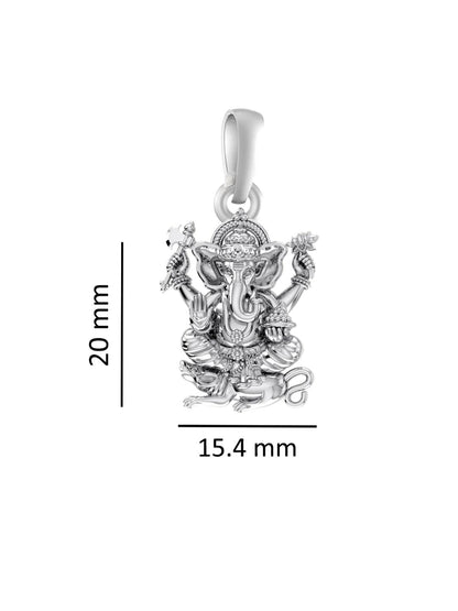 Akshat Sapphire Sterling Silver (92.5% purity) God Ganesha Chain Pendant (Pendant with Figaro Chain-22 inches) for Men & Women Pure Silver Lord Ganapathy Chain Locket for Good Health & Wealth
