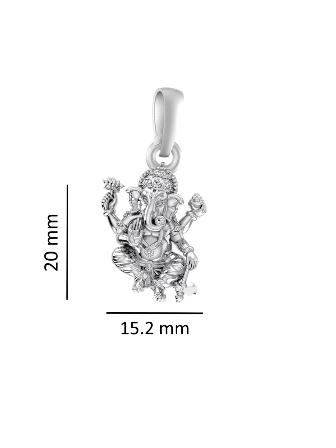 Akshat Sapphire Sterling Silver (92.5% purity) God Ganesha Chain Pendant (Pendant with Figaro Chain-22 inches) for Men & Women Pure Silver Lord Ganapathy Chain Locket for Good Health & Wealth