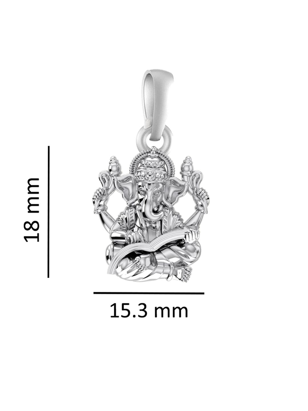 Akshat Sapphire Sterling Silver (92.5% purity) God Ganesha Chain Pendant (Pendant with Figaro Chain-22 inches) for Men & Women Pure Silver Lord Ganapathy Chain Locket for Good Health & Wealth