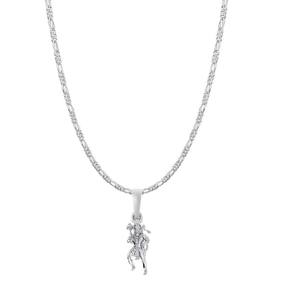 God Hanuman Chain Pendant (Pendant with Figaro Chain- 22 inches) for Men & Women Pure Silver Lord bajrang bali Chain Locket for Good Health & Wealth