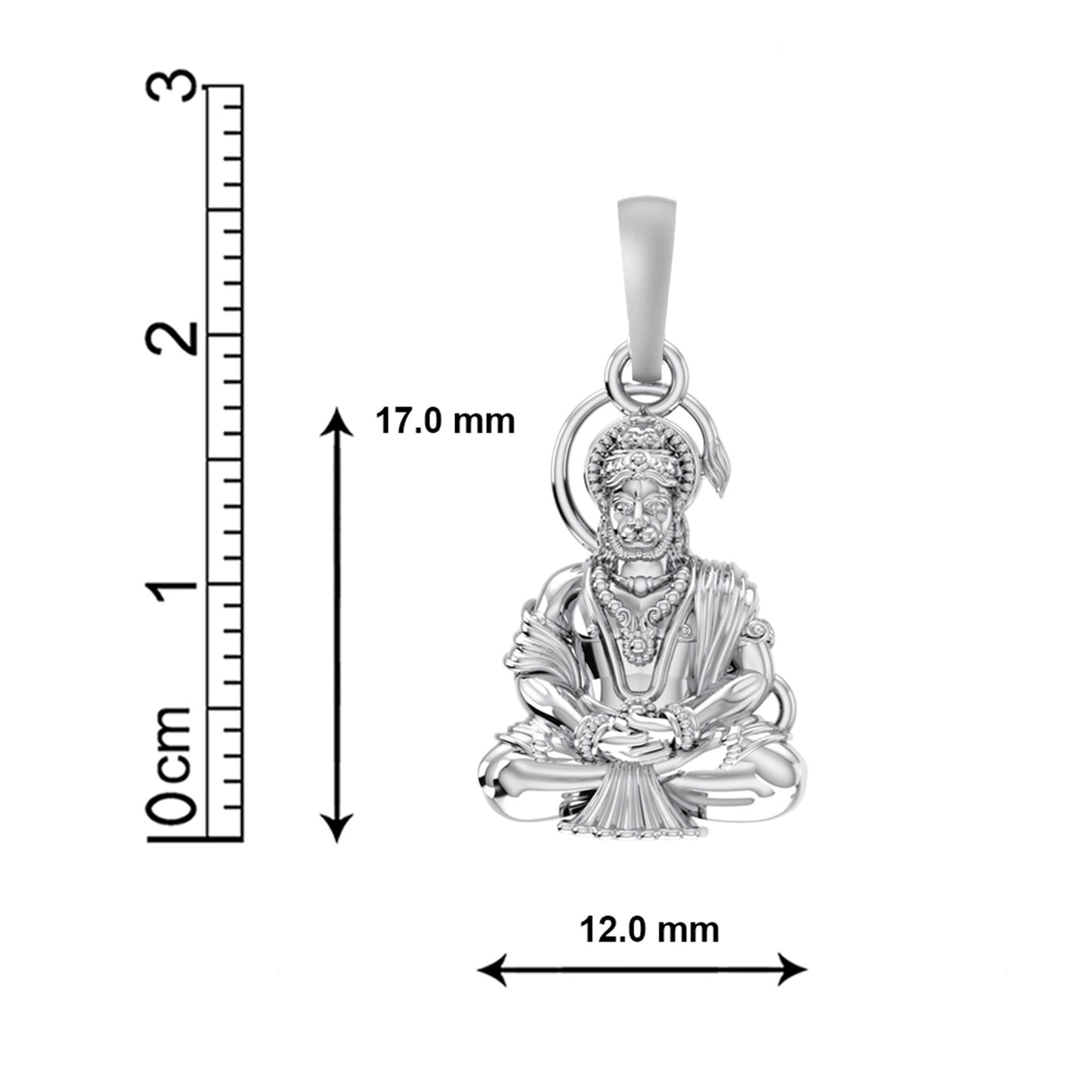 God Hanuman Chain Pendant (Pendant with Figaro Chain- 22 inches) for Men & Women Pure Silver Lord bajrang bali Chain Locket for Good Health & Wealth