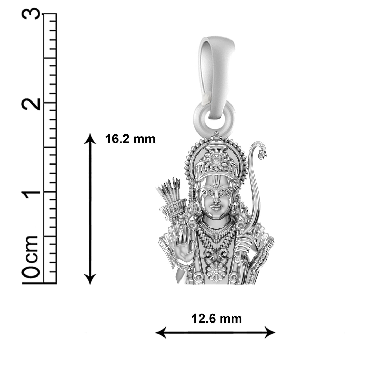 Akshat Sapphire Sterling Silver (92.5% purity) God Ram Ji chain Pendant (Pendant with Figaro Chain-22 inches) for Men & Women Pure Silver Bhagwan Shri Ram Locket for Good Health & Wealth