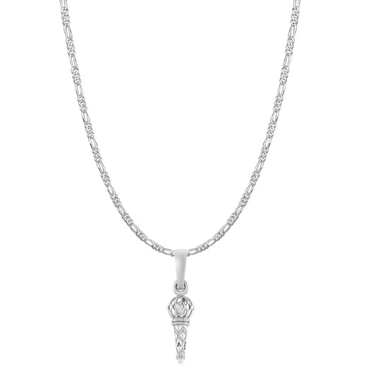 Akshat Sapphire Sterling Silver (92.5% purity) God Hanuman Gada Chain Pendant (Pendant with Figaro Chain- 22 inches) for Men & Women Pure Silver Lord Bajrang Bali Gada Chain Locket