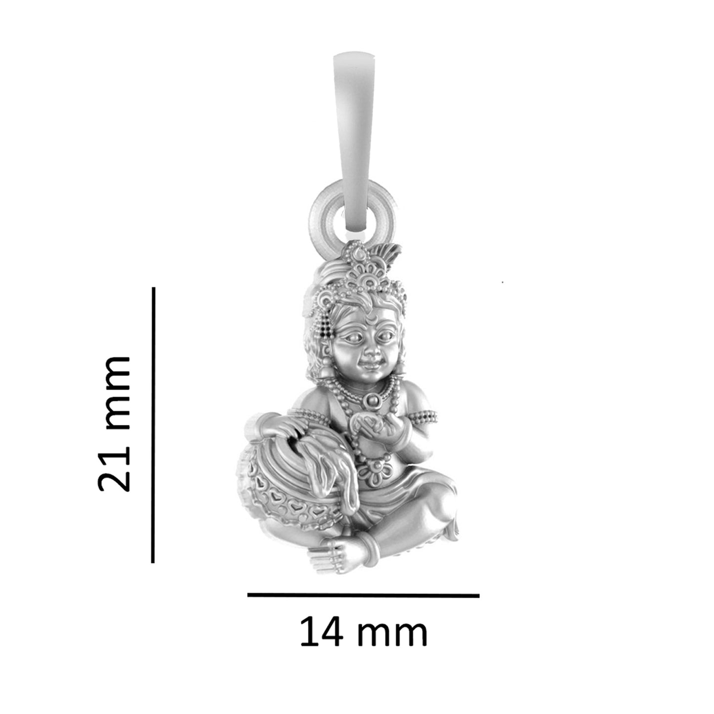 Akshat Sapphire Sterling Silver (92.5% purity) God Kanha Laddu Gopal Chain with Pendant  (Pendant with Figaro Chain-22 inches) for Men & Women Bhagwan Thakur ji Bal Krihna Kanhaiya Chain Locket for Good Health & Wealth