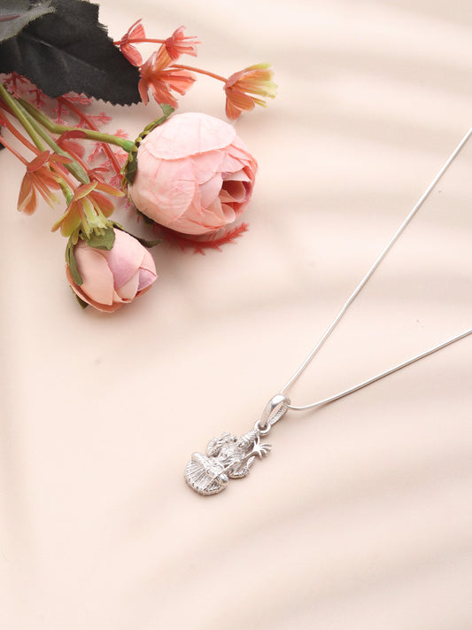 Goddess Maa Lalitha Parameswari Chain Pendant (Pendant with Figaro Chain-22 inches) for Men & Women Pure Silver Lord Ma Lalita Sahasranamam Tripura Sundari chain Locket for Good Health & Wealth