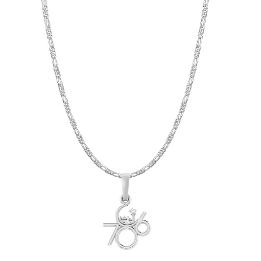 Religious and lucky 786 Chain Pendant (Pendant with Figaro Chain-22 inches) for Men and women Pure Silver Muslim spiritual 786 Chain Locket for Good Luck, Health & Wealth