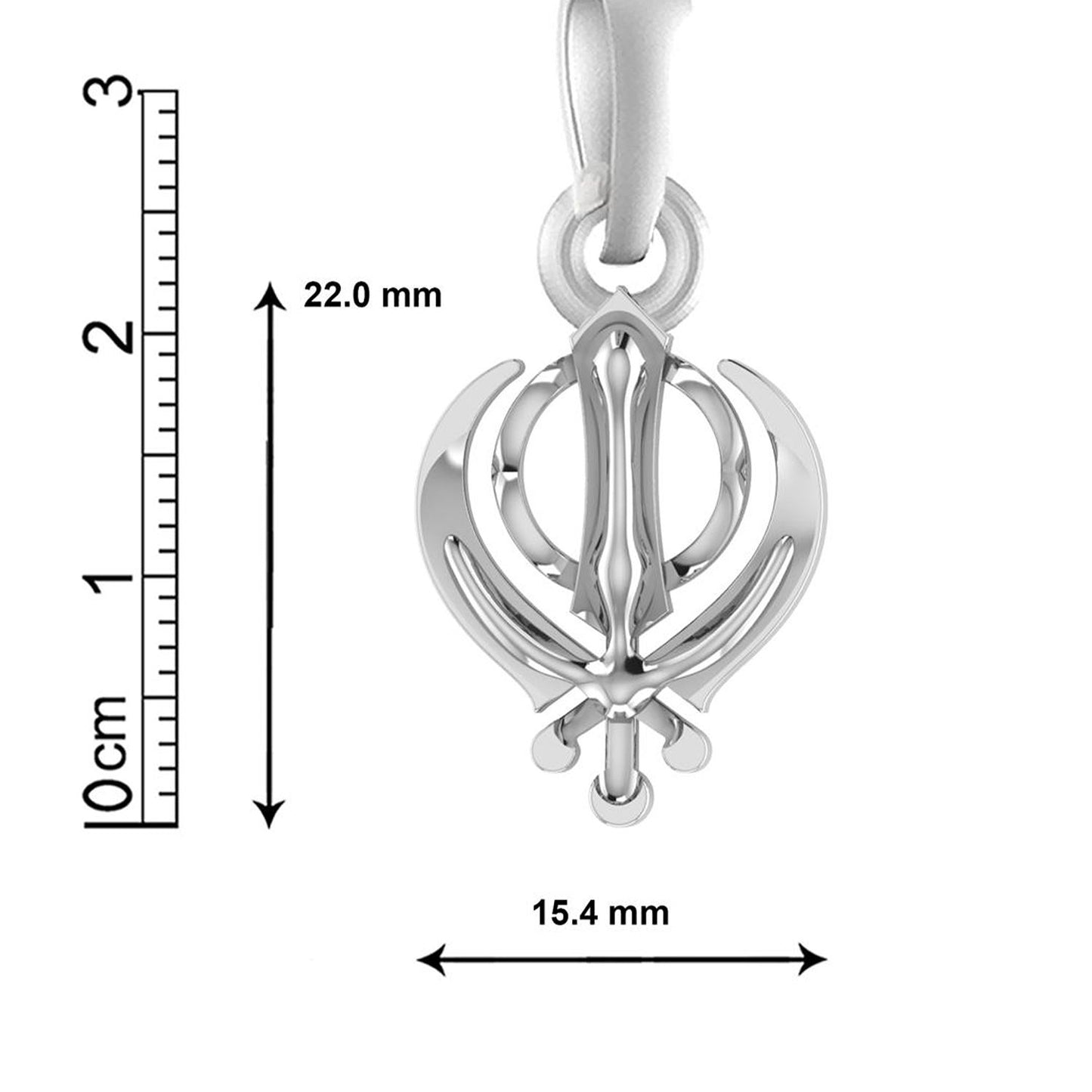 Akshat Sapphire Sterling Silver (92.5% purity) Sikh Khanda Symbol chain Pendant (Pendant with Figaro Chain-22 inches) for Men and Women Pure Silver spiritual Punjabi Sikh Sardar khanda symbol chain Locket for Good Luck, Health & Wealth