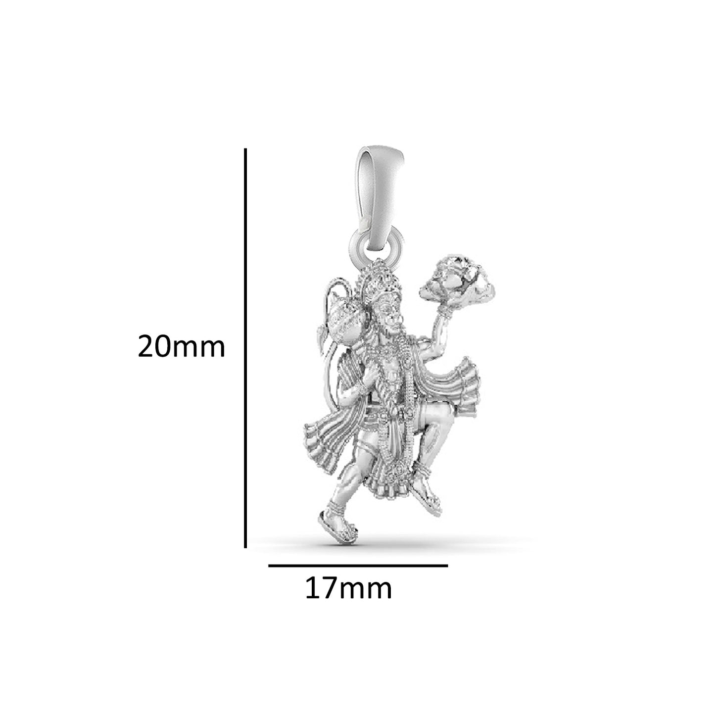 God Hanuman Chain Pendant (Pendant with Figaro Chain- 22 inches) for Men & Women Pure Silver Lord bajrang bali Chain Locket for Good Health & Wealth