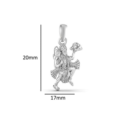 God Hanuman Chain Pendant (Pendant with Figaro Chain- 22 inches) for Men & Women Pure Silver Lord bajrang bali Chain Locket for Good Health & Wealth