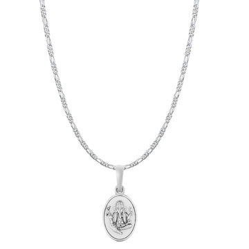 Akshat Sapphire Sterling Silver (92.5% purity) God Ganesha Chain Pendant (Pendant with Figaro Chain-22 inches) for Men & Women Pure Silver Lord Ganapathy Chain Locket for Good Health & Wealth