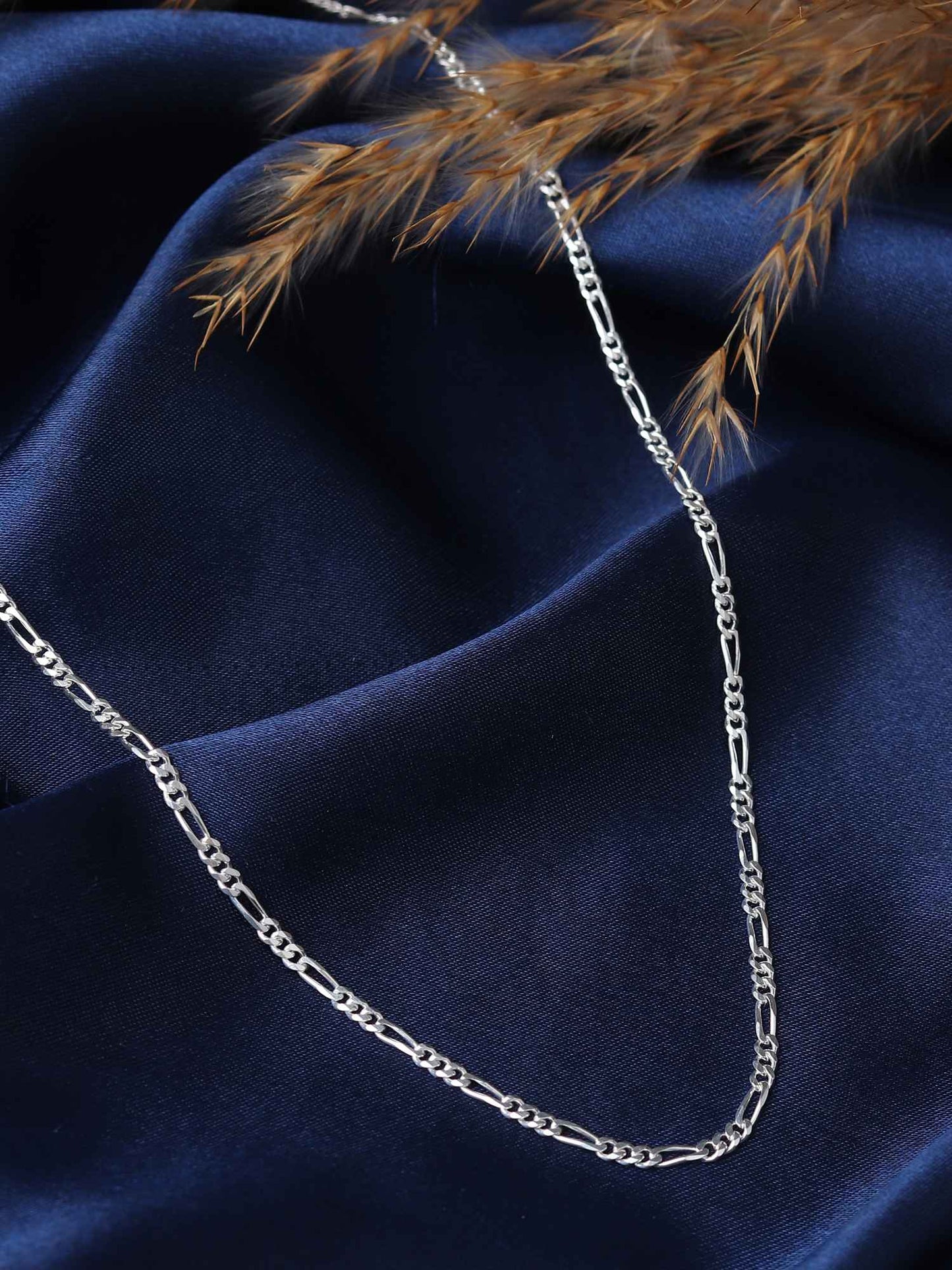 Sterling Silver (92.5% Purity) Pure Silver Ship Anchor Chain Pendant (Locket with Figaro Chain-22 inches) for Men & Women