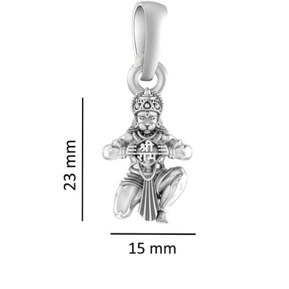 God Hanuman Chain Pendant (Pendant with Figaro Chain- 22 inches) for Men & Women Pure Silver Lord bajrang bali Chain Locket for Good Health & Wealth