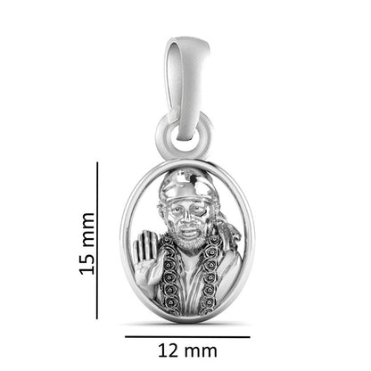 AKSHAT SAPPHIRE Sterling Silver (Silver with 92.5% purity) God Shree Sai Baba chain Pendant (Pendant with Figaro Chain-22 inches) for Men & Women Pure Sterling Silver Lord Sai Baba chain Locket For Good Wealth & Health