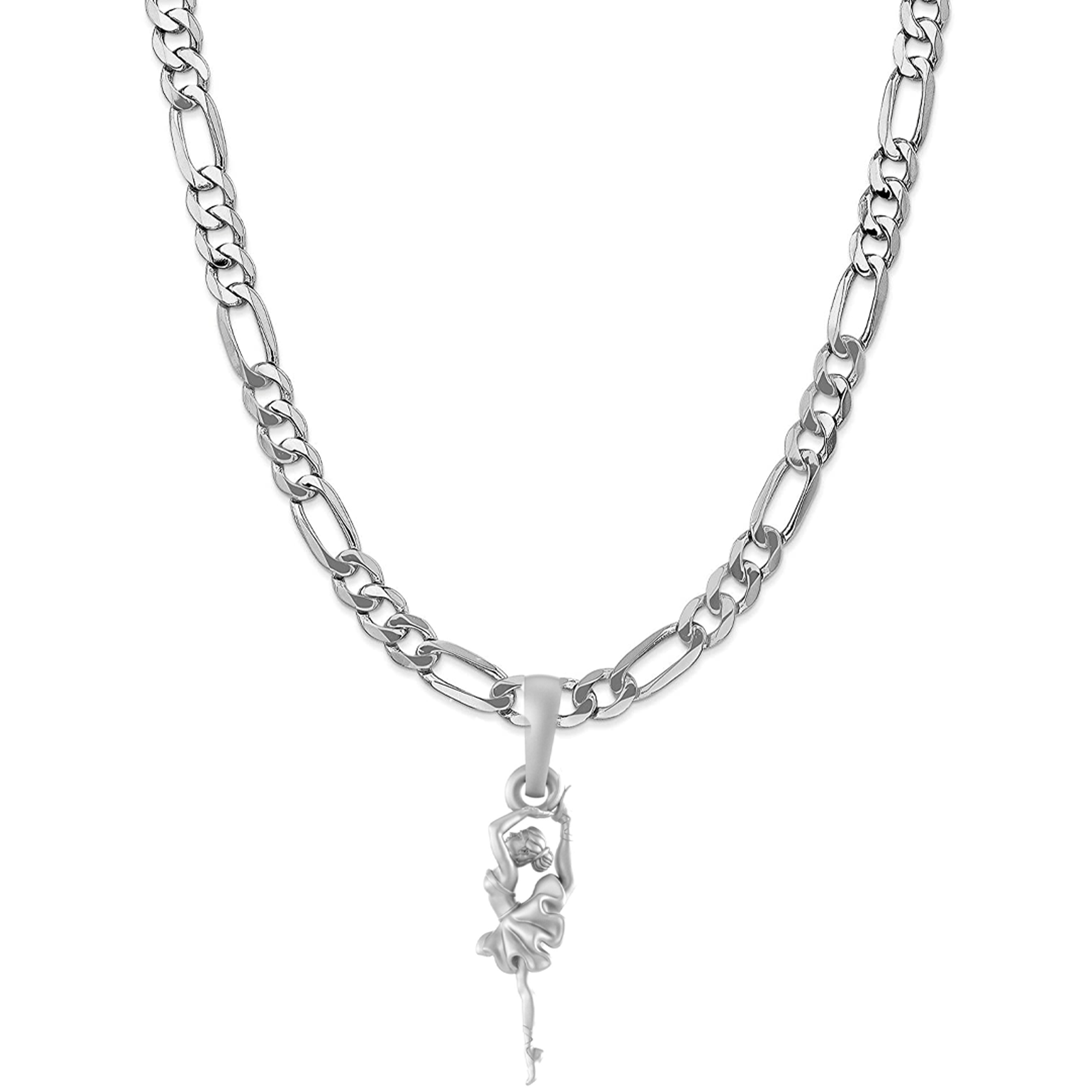 Akshat Sapphire Sterling Silver (92.5% purity) Stylish and Fashionable Happy Dancing girl Chain Pendant (Pendant with Figaro Chain-22 inches) for Men & Women Pure Silver gorgeous dancing girl Chain Locket for Happiness and joy