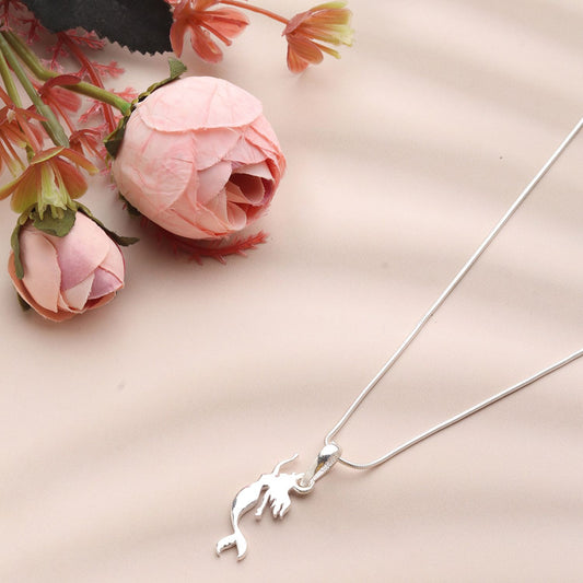 Akshat Sapphire Sterling Silver (92.5% purity) ambitious and Stylish divine Mermaid Chain Pendant  (Pendant with Figaro Chain-22 inches) for Men & Women Pure Silver Fashionable and gorgeous Mermaid Chain Locket for Happiness and joy