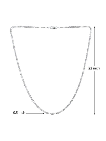 Sterling Silver (92.5% Purity) Pure Silver Strength Symbolic Elephant Chain Pendant (Locket with Figaro Chain-22 inches) for Men and Women