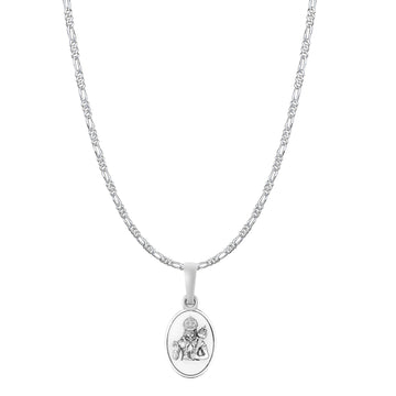 God Hanuman Chain Pendant (Pendant with Figaro Chain- 22 inches) for Men & Women Pure Silver Lord bajrang bali Chain Locket for Good Health & Wealth