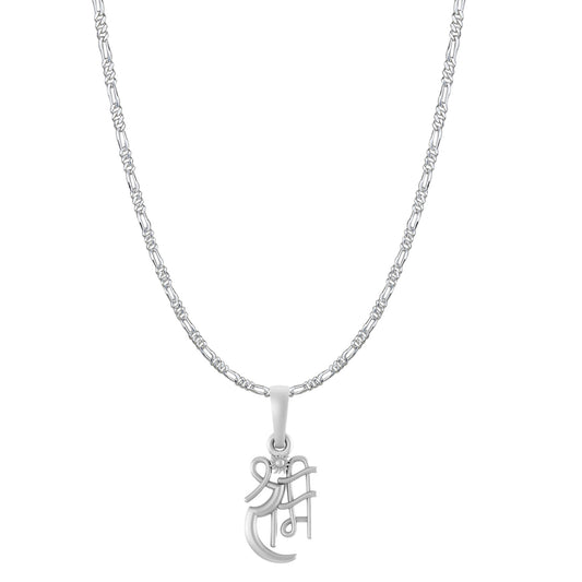 Akshat Sapphire Sterling Silver (92.5% purity) God Ram Ji chain Pendant (Pendant with Figaro Chain-22 inches) for Men & Women Pure Silver Bhagwan Shri Ram Locket for Good Health & Wealth