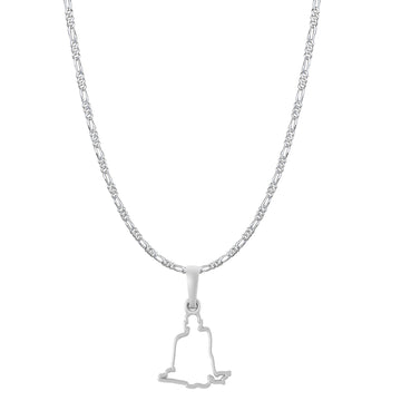 Akshat Sapphire Sterling Silver (92.5% purity) Spiritual Swami Samarth Chain Pendant (Pendant with Figaro Chain-22 inches) for Men and women Pure Silver religious Swami of Akkalkot Swami Smarth Chain Locket for Good Luck, Health & Wealth