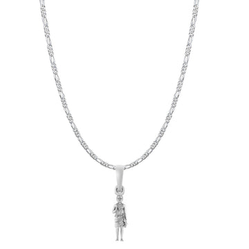 Akshat Sapphire Sterling Silver (92.5% purity) God Swaminarayan Chain Pendant (Pendant with Figaro Chain-22 inches) for Men & Women Pure Silver Swaminarayan Chain Locket for Good Health & Wealth