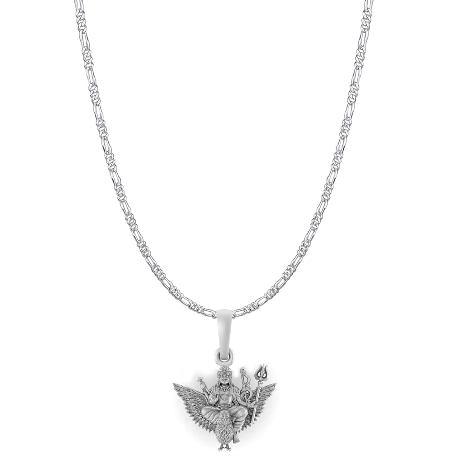 God Shani Dev Pure Silver 92.5% purity Chain pendant by Akshat Sapphire Shani Dev Pendant (Pendant with Figaro Chain-22 inches)