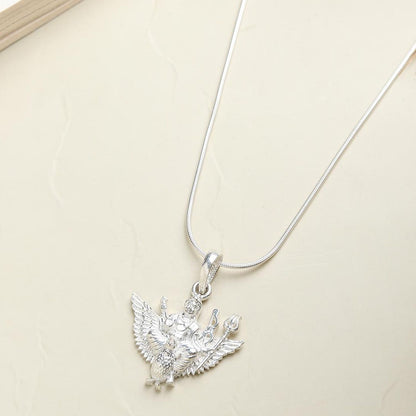God Shani Dev Pure Silver 92.5% purity Chain pendant by Shani Dev Pendant (Pendant with Figaro Chain-22 inches)