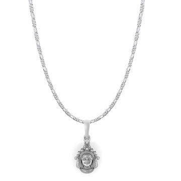 God Durga Maa Pure Silver 92.5% purity Chain pendant by Akshat Sapphire Durga Maa Pendant (Pendant with Figaro Chain-22 inches)