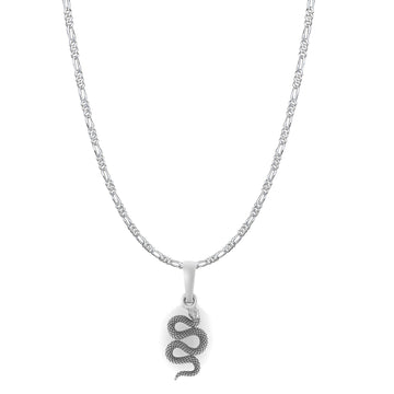 Stylish snake Pure Silver 92.5% purity Chain pendant by Akshat Sapphire snake Pendant (Pendant with Figaro Chain-22 inches)