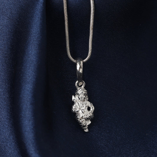God Kartikeya Pure Silver 92.5% purity Chain pendant by Akshat Sapphire Murugan Pendant (Pendant with Figaro Chain-22 inches)