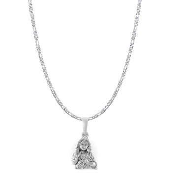 God Kartikeya Pure Silver 92.5% purity Chain pendant by Akshat Sapphire Murugan Pendant (Pendant with Figaro Chain-22 inches)