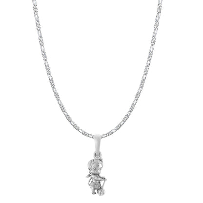 God Hanuman/Bajrang Bali Pure Silver 92.5% purity Chain pendant by (Pendant with Figaro Chain-22 inches)