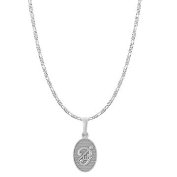 Spiritual Tamil OM Pure Silver 92.5% purity Chain pendant by Akshat Sapphire for Men & Women (Pendant with Figaro Chain-22 inches)
