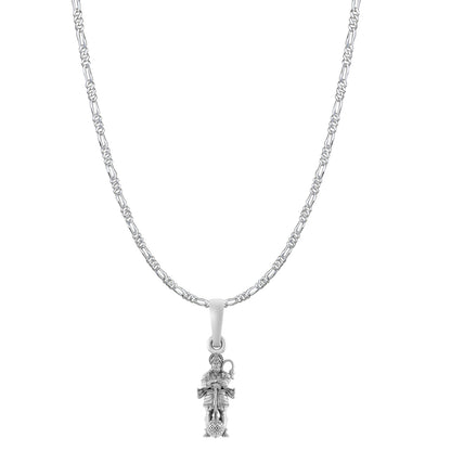 God Hanuman/Bajrang Bali Pure Silver 92.5% purity Chain pendant by (Pendant with Figaro Chain-22 inches)