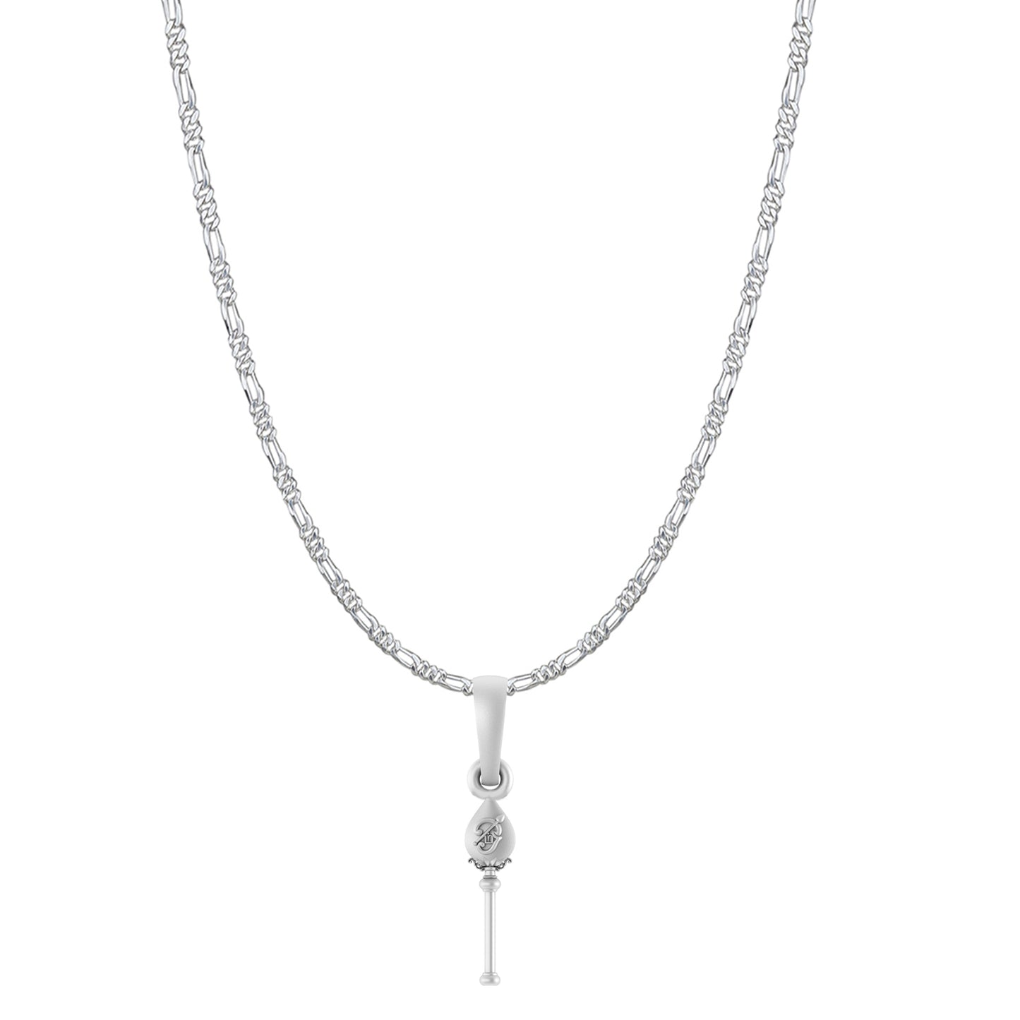 God Kartikeya Pure Silver 92.5% purity Chain pendant by Murugan Pendant (Pendant with Figaro Chain-22 inches)