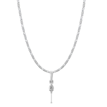 God Kartikeya Pure Silver 92.5% purity Chain pendant by Murugan Pendant (Pendant with Figaro Chain-22 inches)