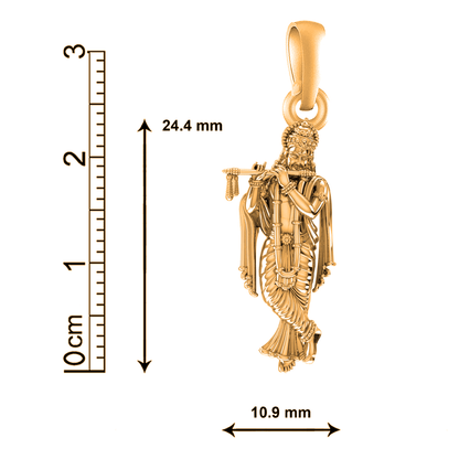 22KT Gold Plated Sterling Silver (92.5% Purity) Pure Silver God Krishna Chain Pendant (Locket with Figaro Chain-22 inches) for Men & Women